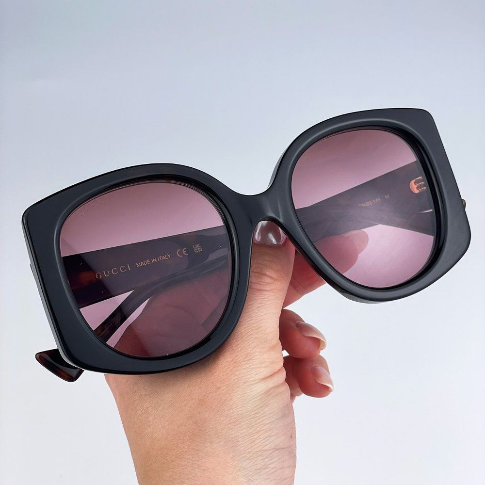 Gucci GG1257S 003 Sunglasses Havana Gradient Red Butterfly Oversized Women - Picture 5 of 14